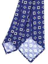 GIUSY unlined tailored blue tie in linen/silk